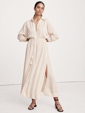 Banana Republic gauze shirt dress in cream white - size medium